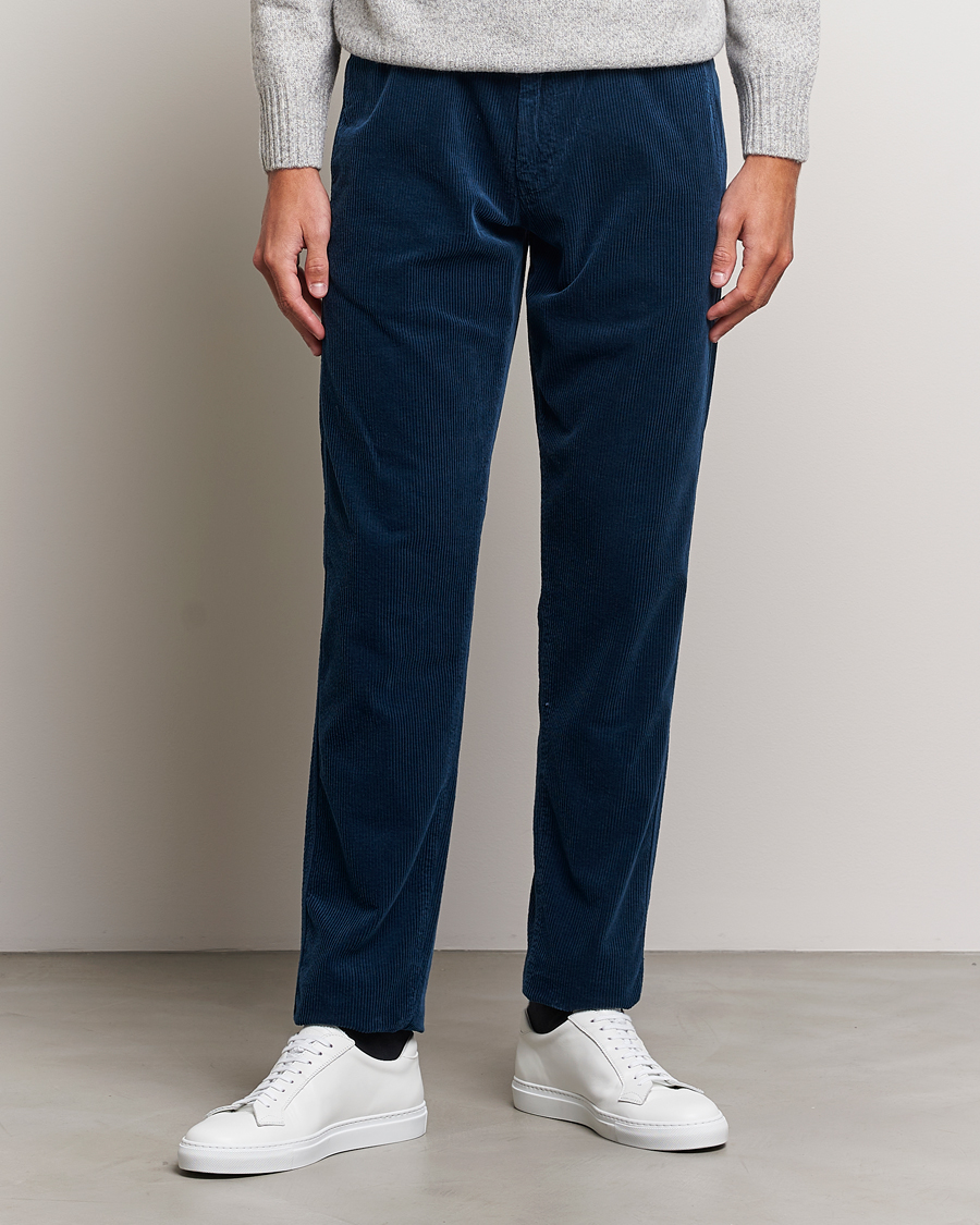 Homme | Pantalons | Aspesi | Drawstring Corduroy Trousers Navy