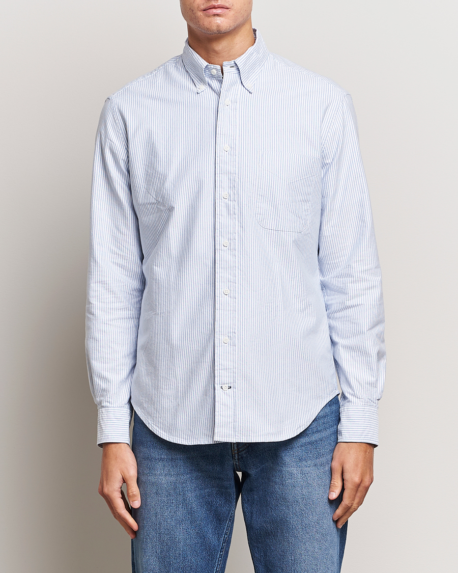 Homme | Chemises | Gitman Vintage | Button Down Striped Oxford Shirt Light Blue