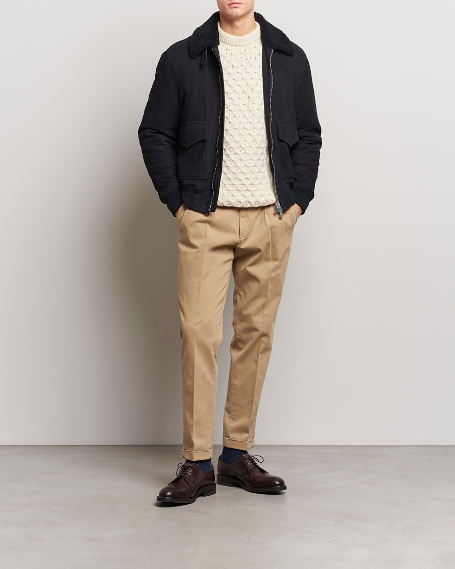 Homme | Manteaux Et Vestes | Valstar | Shearling Collar Suede Bomber Navy