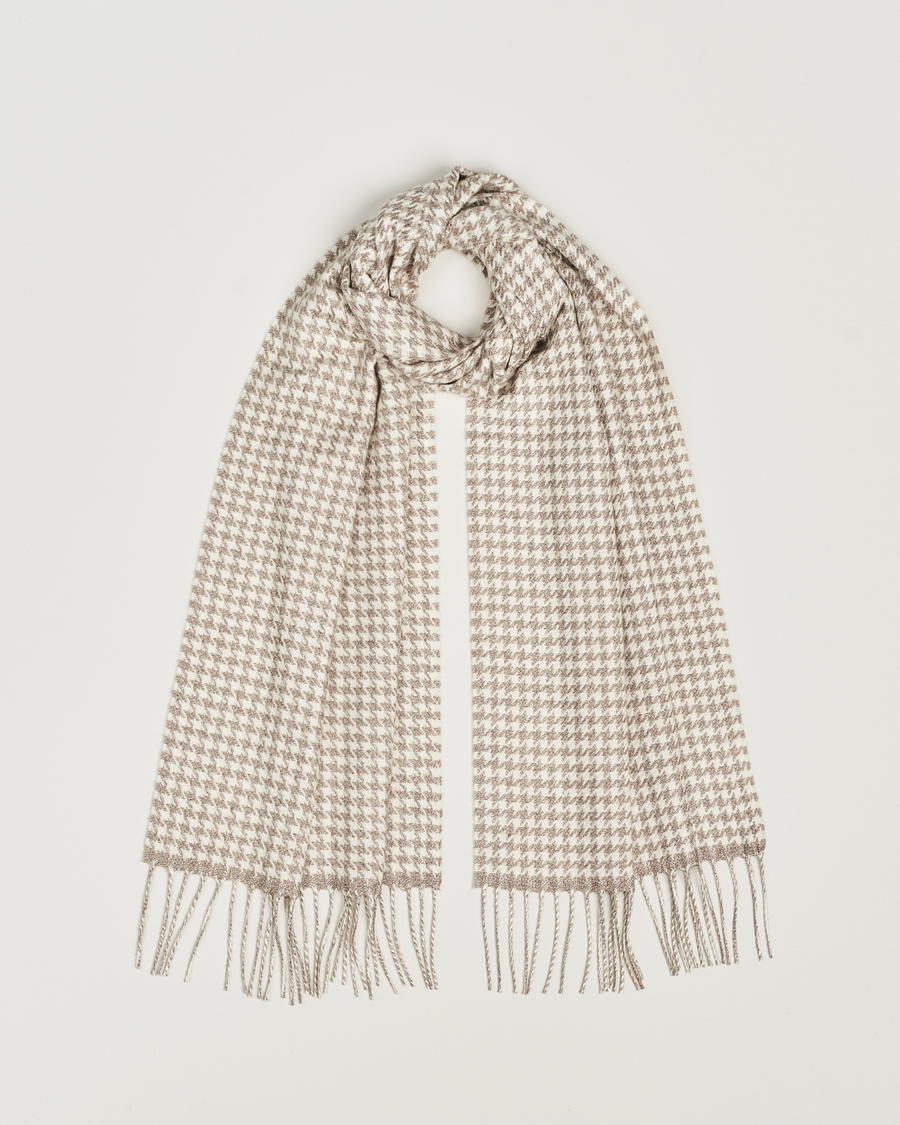 Homme | Piacenza Cashmere Cashmere/Silk Houndstooth Scarf Beige | Piacenza Cashmere | Cashmere/Silk Houndstooth Scarf Beige