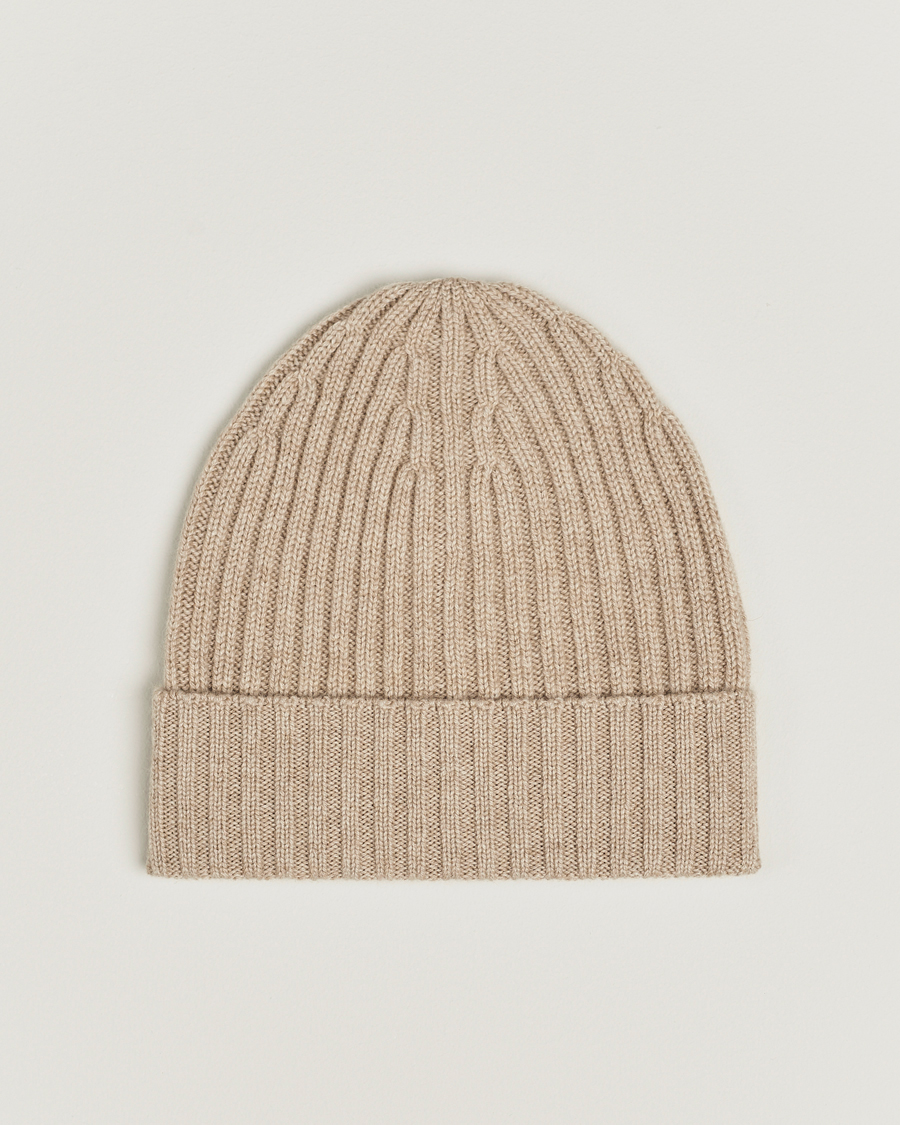 Homme | Piacenza Cashmere Ribbed Cashmere Beanie Light Beige | Piacenza Cashmere | Ribbed Cashmere Beanie Light Beige
