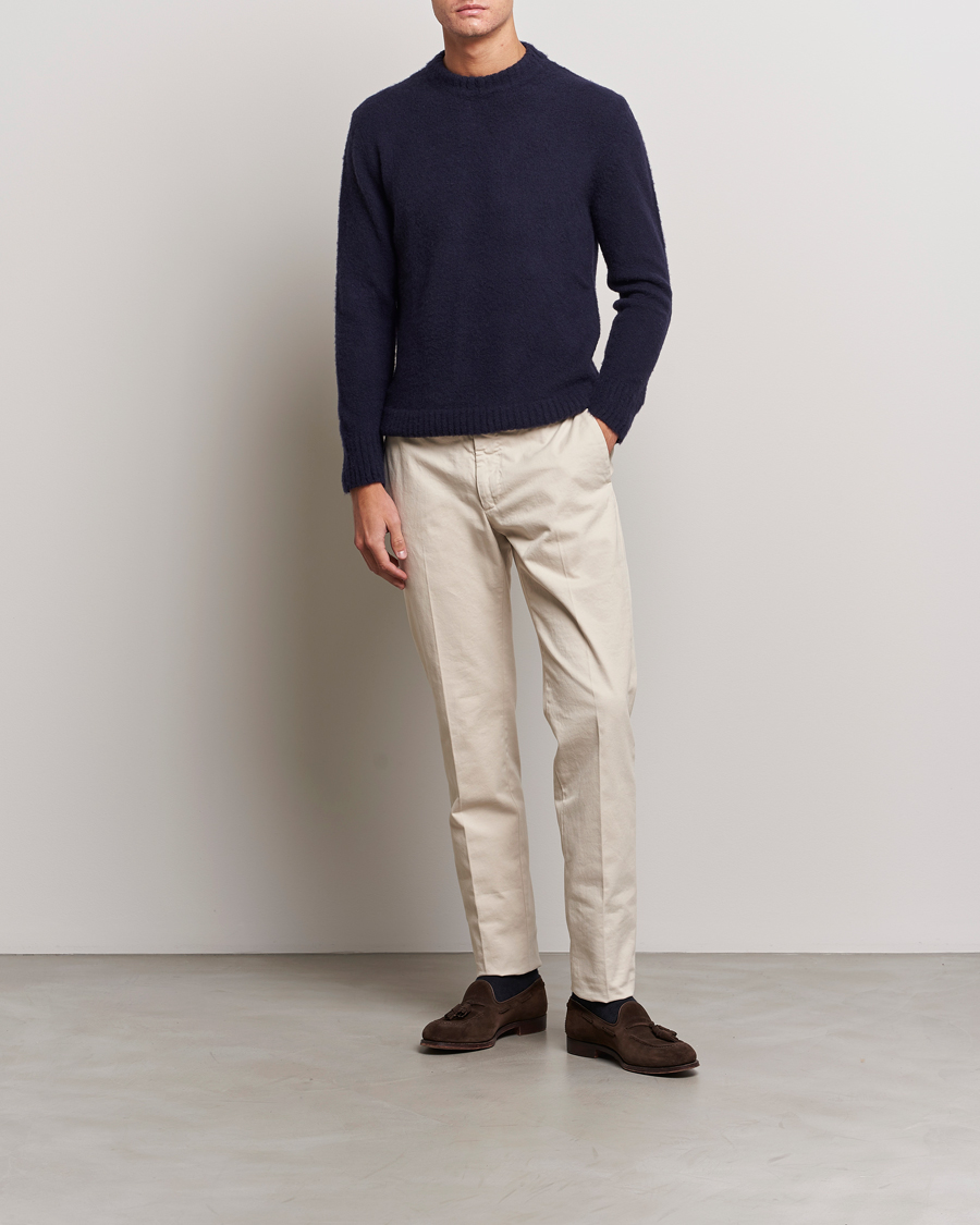 Homme | Pulls Et Tricots | Piacenza Cashmere | Brushed Wool Crew Neck Navy