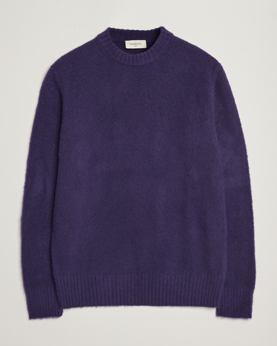 Homme | Pulls Et Tricots | Piacenza Cashmere | Brushed Wool Crew Neck Dark Purple