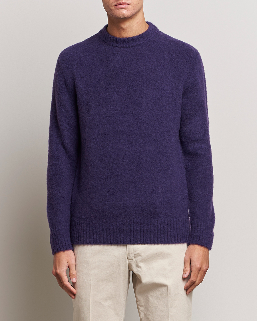Homme | Pulls Et Tricots | Piacenza Cashmere | Brushed Wool Crew Neck Dark Purple
