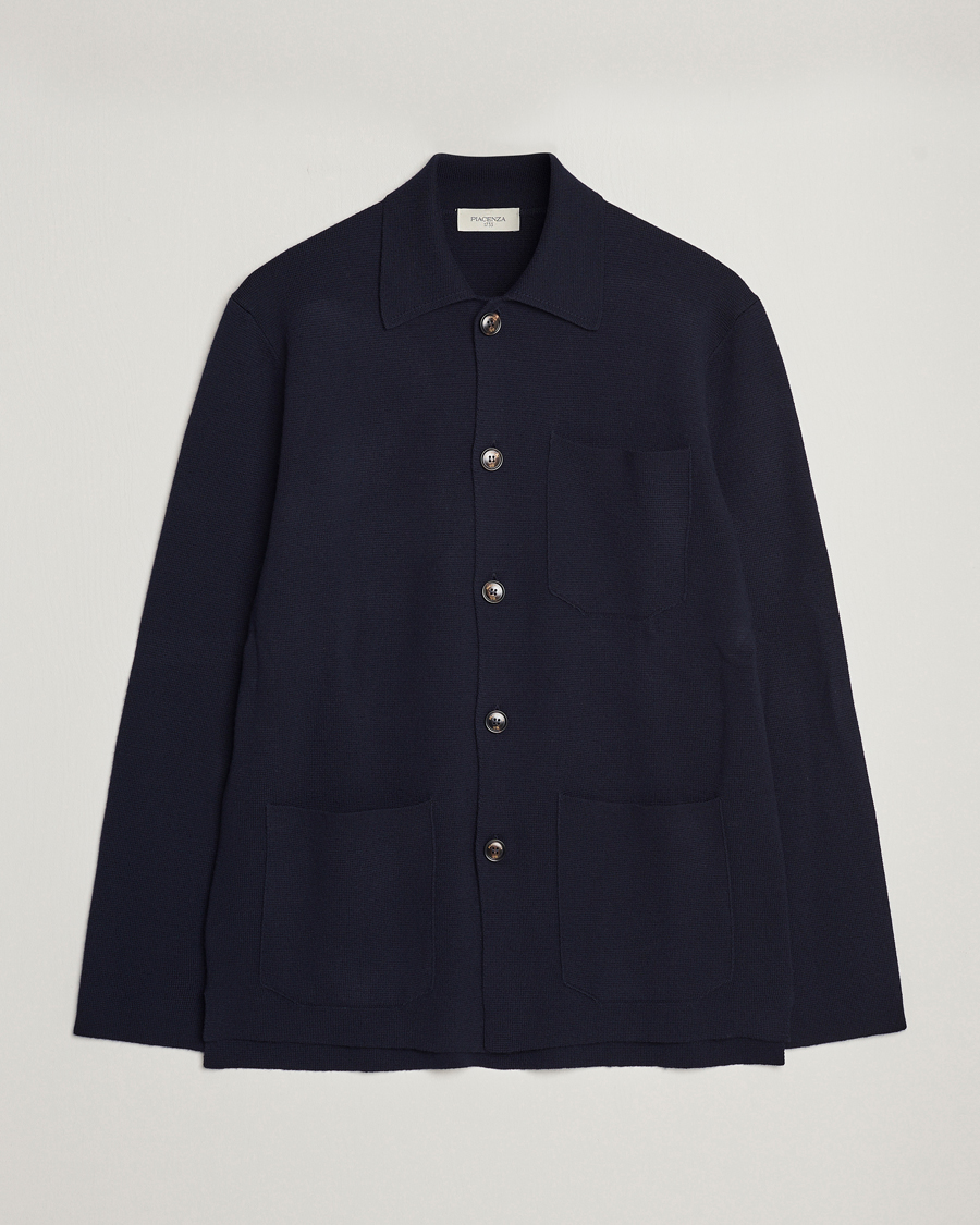 Homme | Pulls Et Tricots | Piacenza Cashmere | Virgin Wool Knit Cardigan Navy