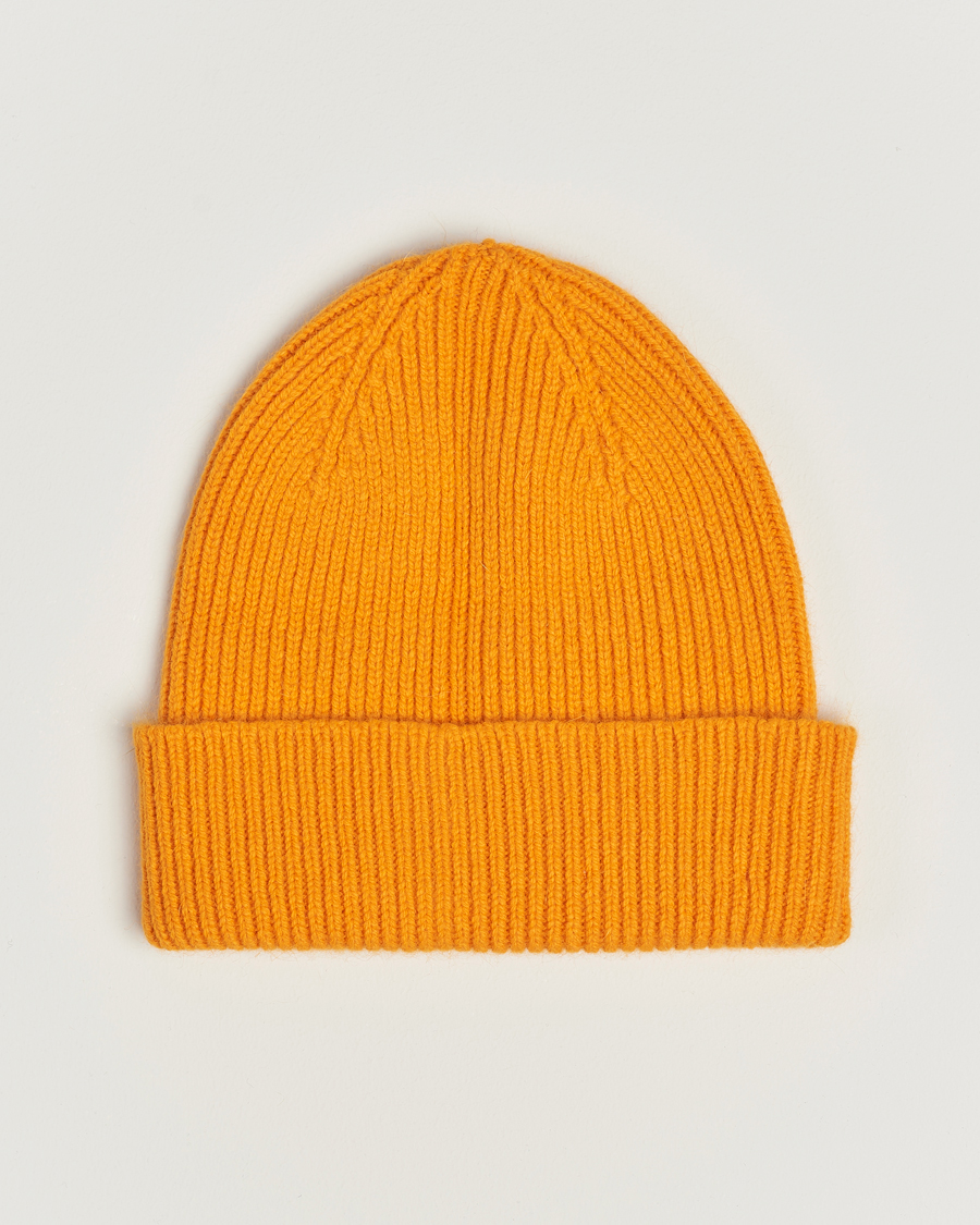 Homme | Bonnets | Le Bonnet | Lambswool/Caregora Beanie Orange Peel