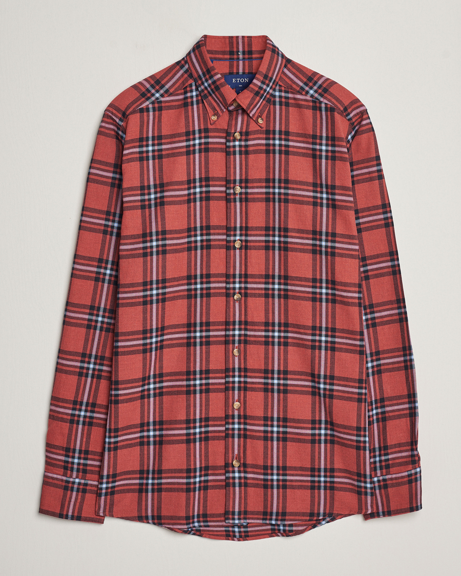 Heren | Overhemden | Eton | Regular Fit Checked Flannel Shirt Red/Navy