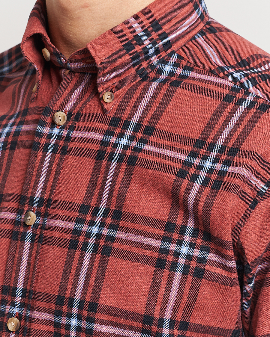 Heren | Overhemden | Eton | Regular Fit Checked Flannel Shirt Red/Navy