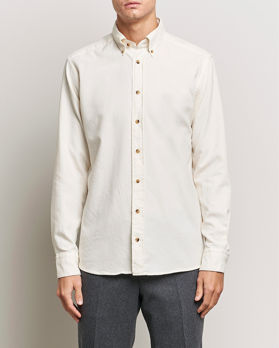 Homme | Chemises | Eton | Slim Fit Twill Flannel Shirt Off White