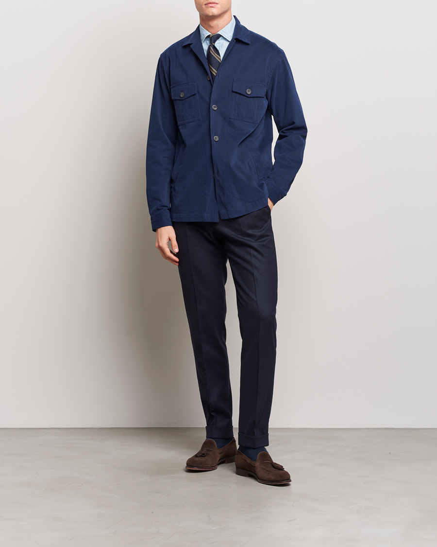 Heren | Overhemden | Eton | Twill Moleskin Overshirt Navy Blue