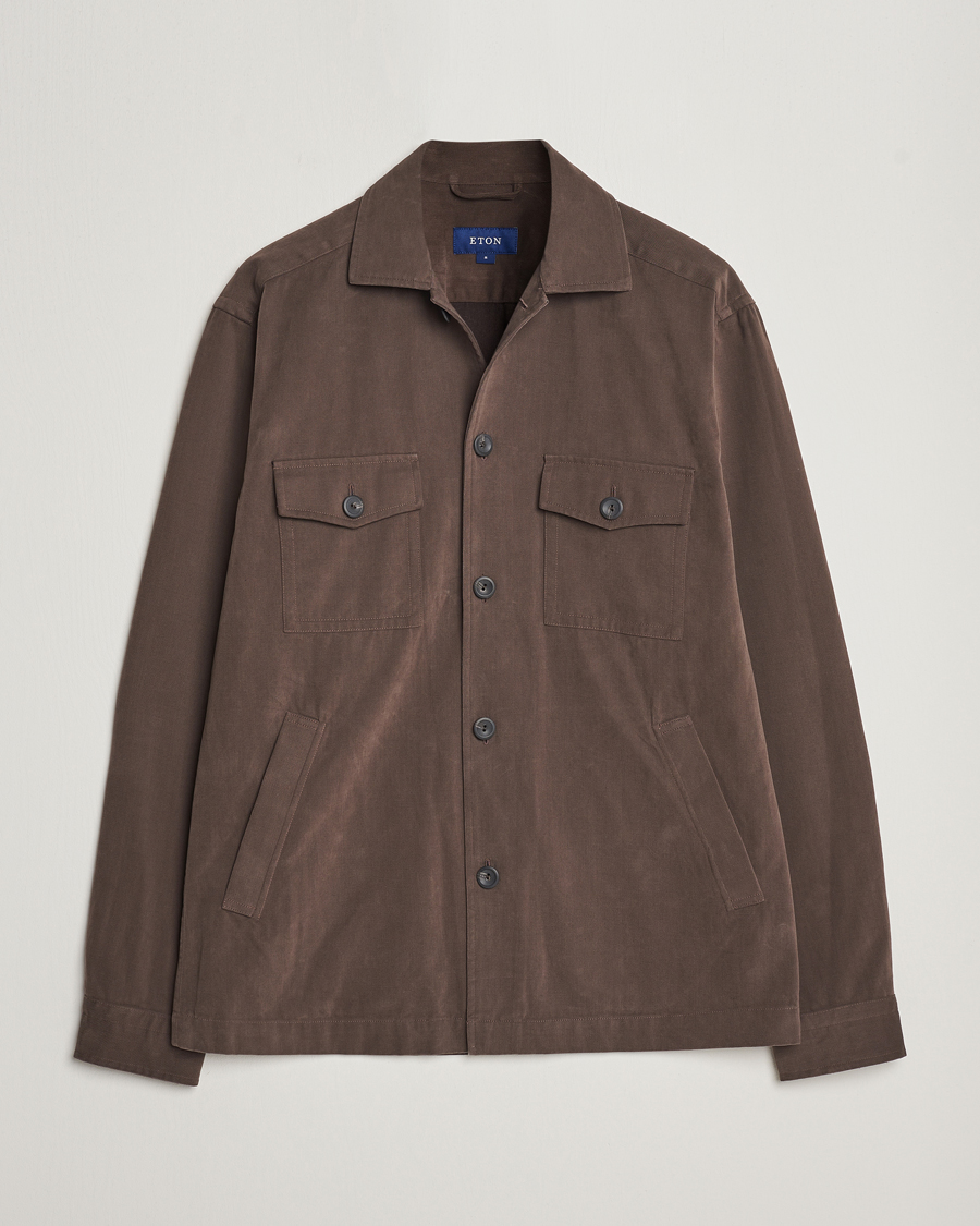 Heren | Overhemden | Eton | Twill Moleskin Overshirt Dark Beige
