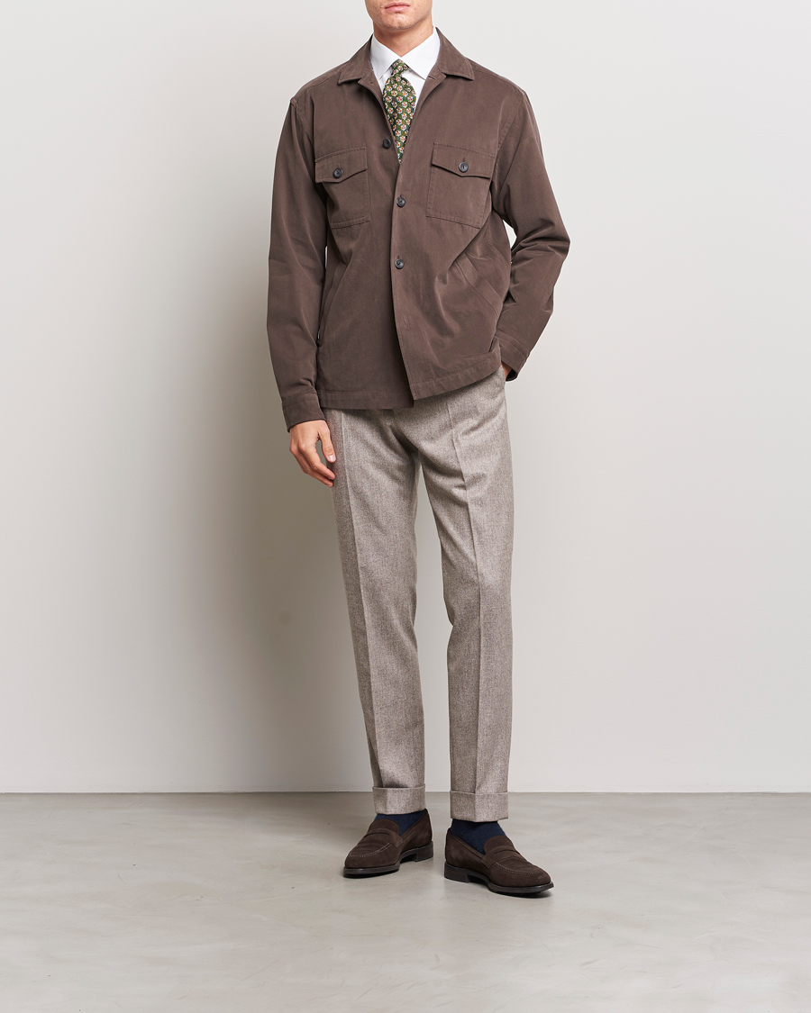 Heren | Overhemden | Eton | Twill Moleskin Overshirt Dark Beige