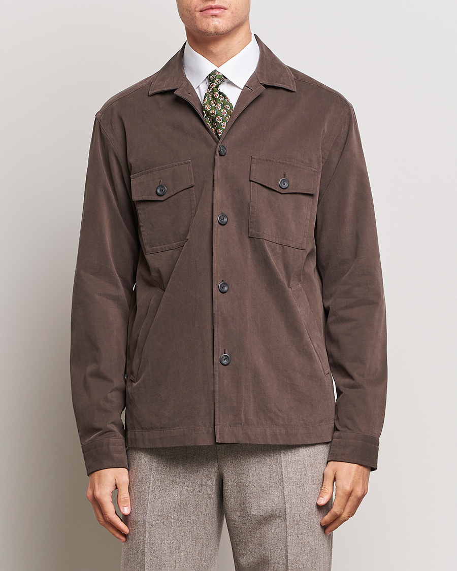 Heren | Overhemden | Eton | Twill Moleskin Overshirt Dark Beige