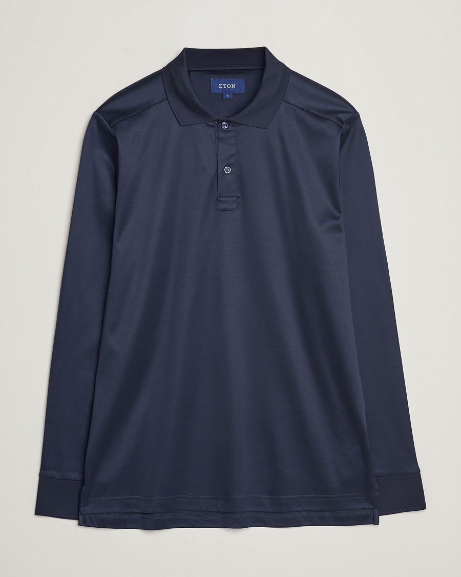 Homme | Pulls Et Tricots | Eton | Filo Di Scozia Long Sleeve Polo Navy Blue