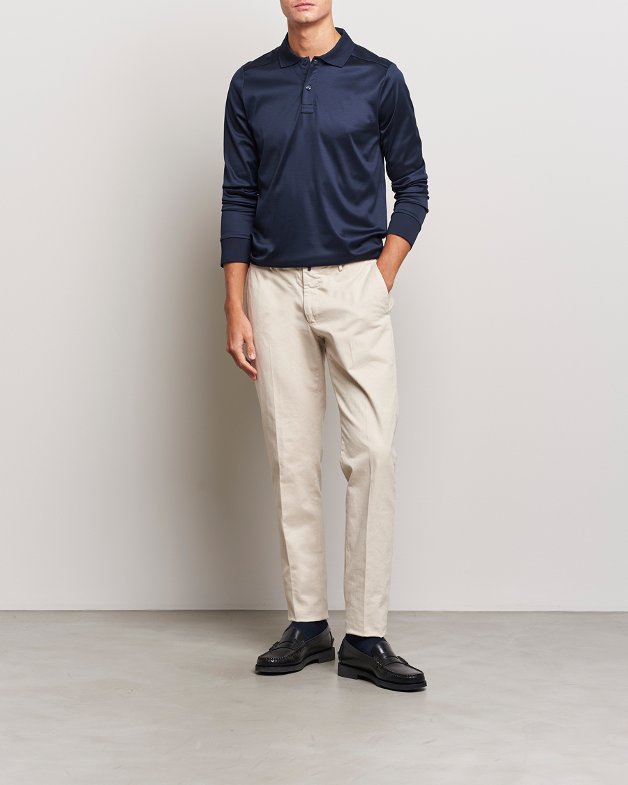 Homme | Pulls Et Tricots | Eton | Filo Di Scozia Long Sleeve Polo Navy Blue