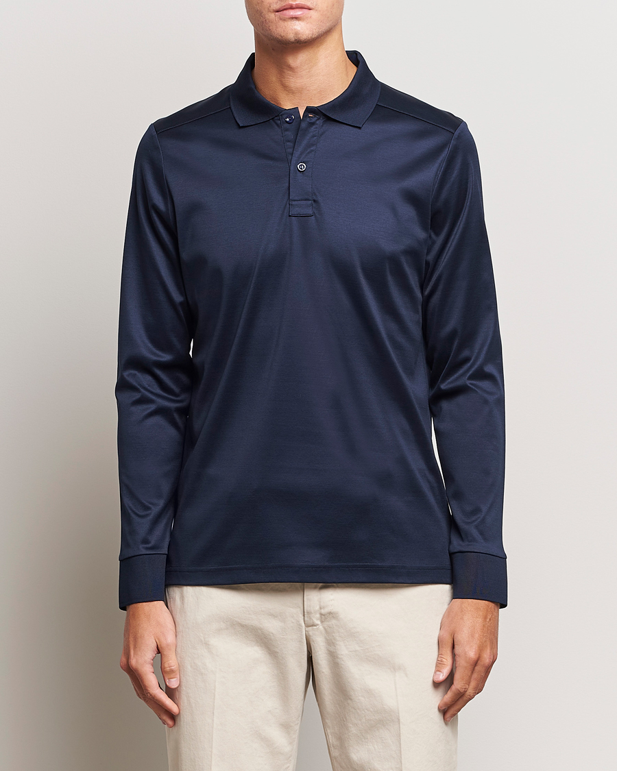 Homme | Pulls Et Tricots | Eton | Filo Di Scozia Long Sleeve Polo Navy Blue