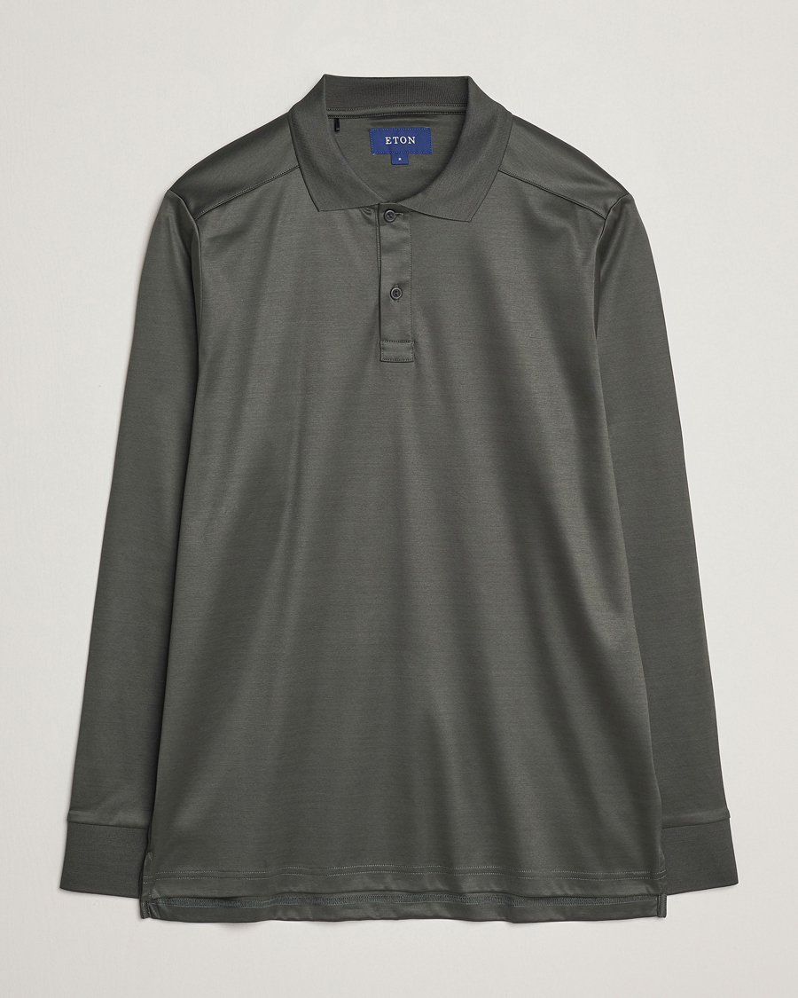 Homme | Pulls Et Tricots | Eton | Filo Di Scozia Long Sleeve Polo Dark Green