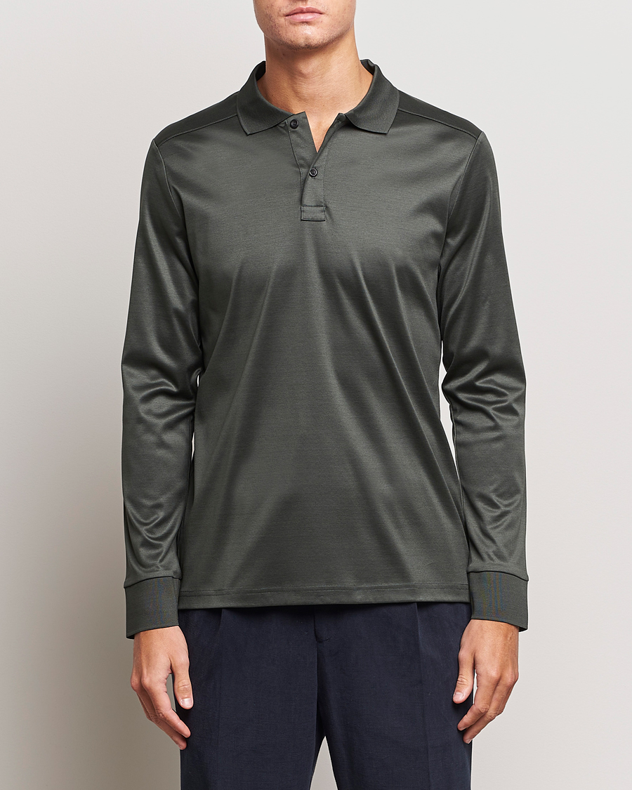 Homme | Pulls Et Tricots | Eton | Filo Di Scozia Long Sleeve Polo Dark Green