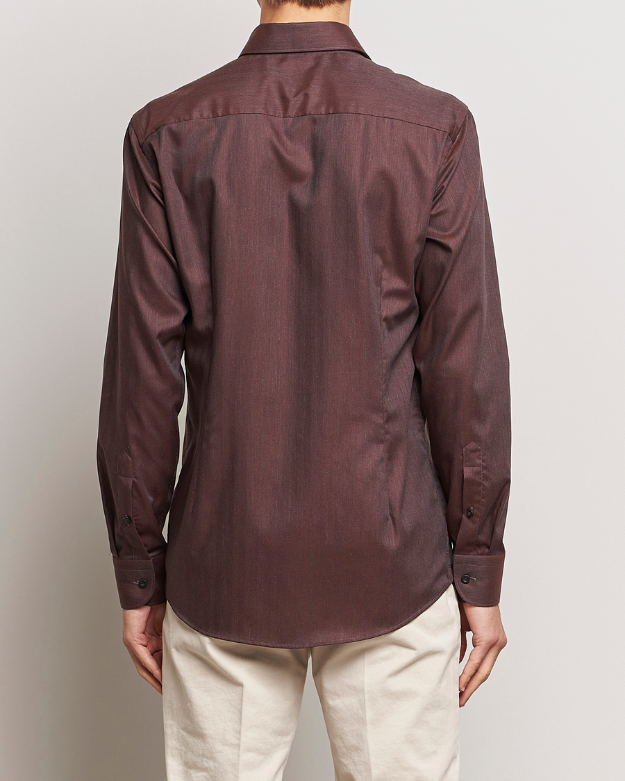 Homme | Chemises | Eton | Slim Fit Wrinkle Free Flannel Shirt Burgundy