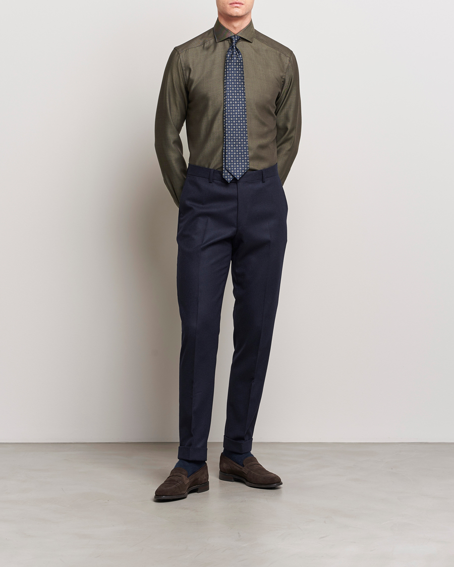 Heren | Overhemden | Eton | Slim Fit Merino Shirt Dark Brown