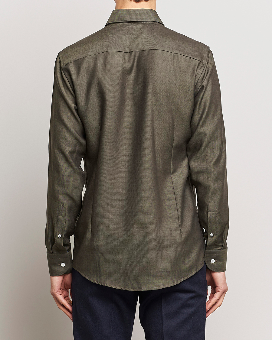 Heren | Overhemden | Eton | Slim Fit Merino Shirt Dark Brown