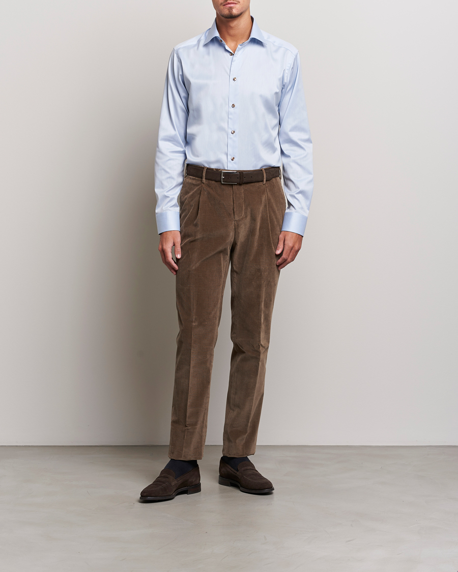 Homme | Chemises | Eton | Slim Fit Signature Twill Contrast Shirt Blue
