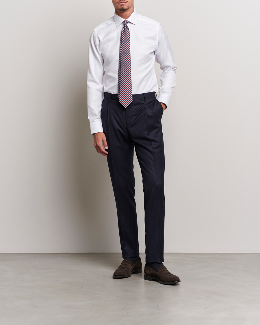 Heren | Overhemden | Eton | Slim Fit Royal Dobby Contrast Shirt White