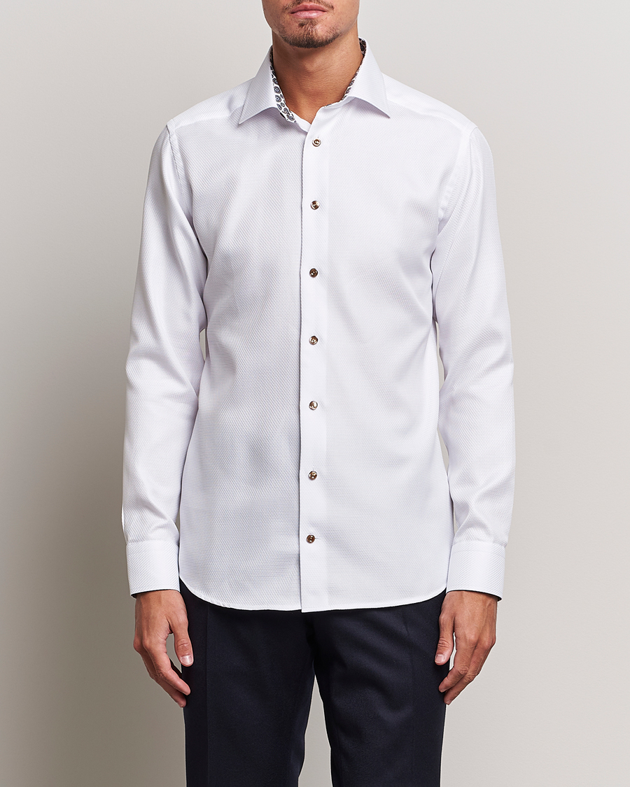 Heren | Overhemden | Eton | Slim Fit Royal Dobby Contrast Shirt White