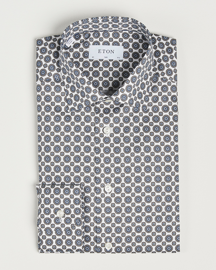 Homme | Chemises | Eton | Slim Fit Signature Twill Printed Shirt Brown