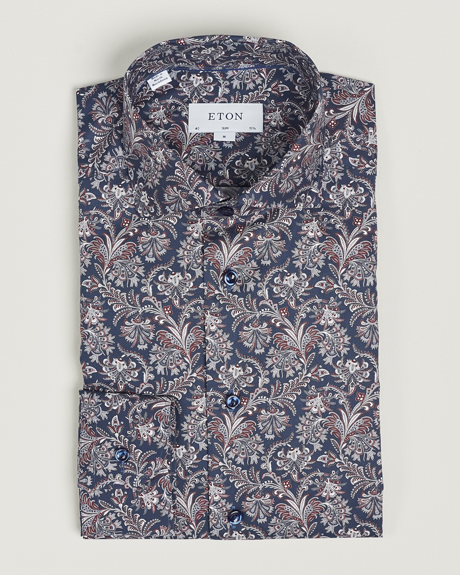 Homme | Chemises | Eton | Slim Fit Signature Twill Printed Shirt Navy Blue