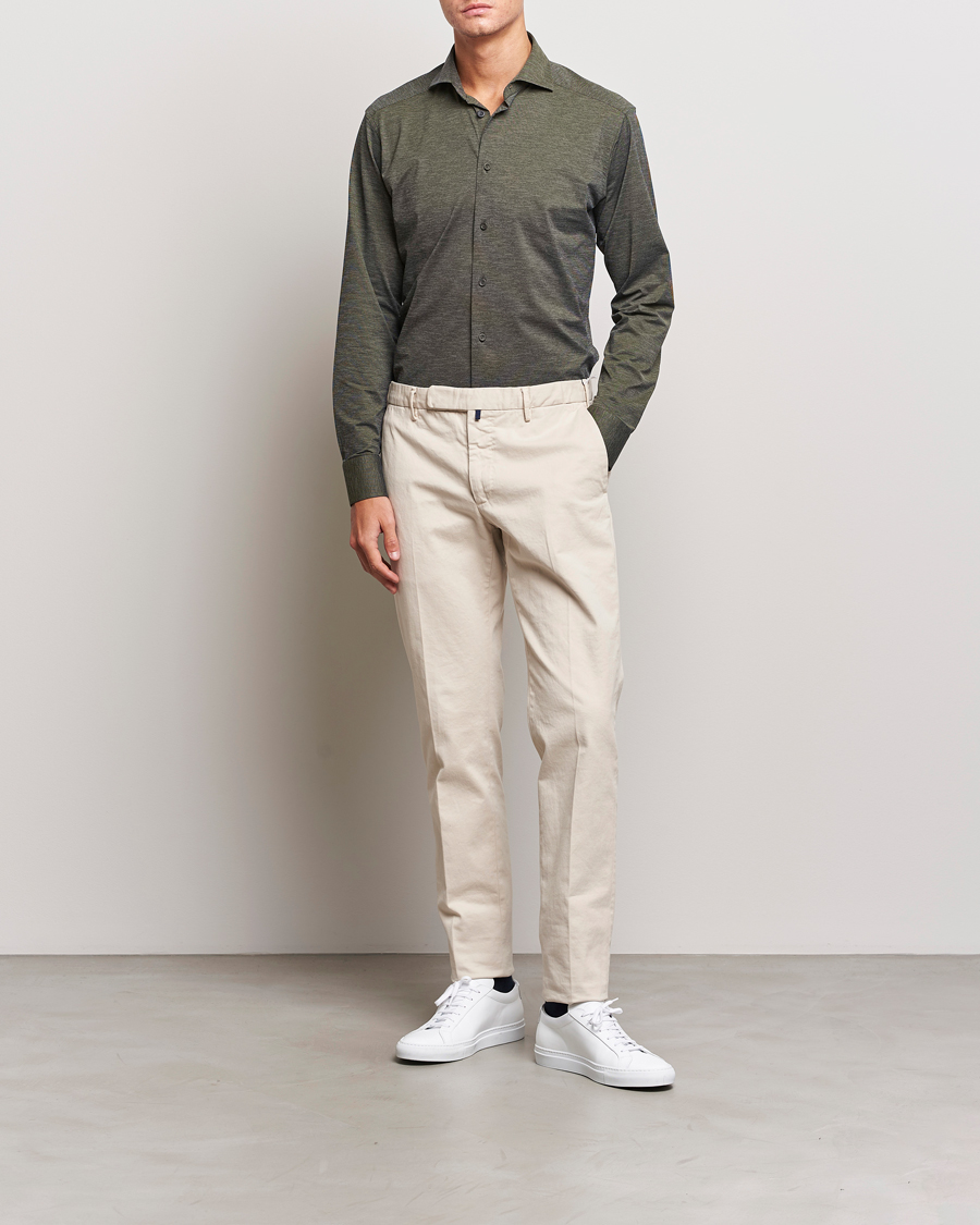 Homme | Chemises | Eton | Slim Fit Four Way Stretch Shirt Dark Green