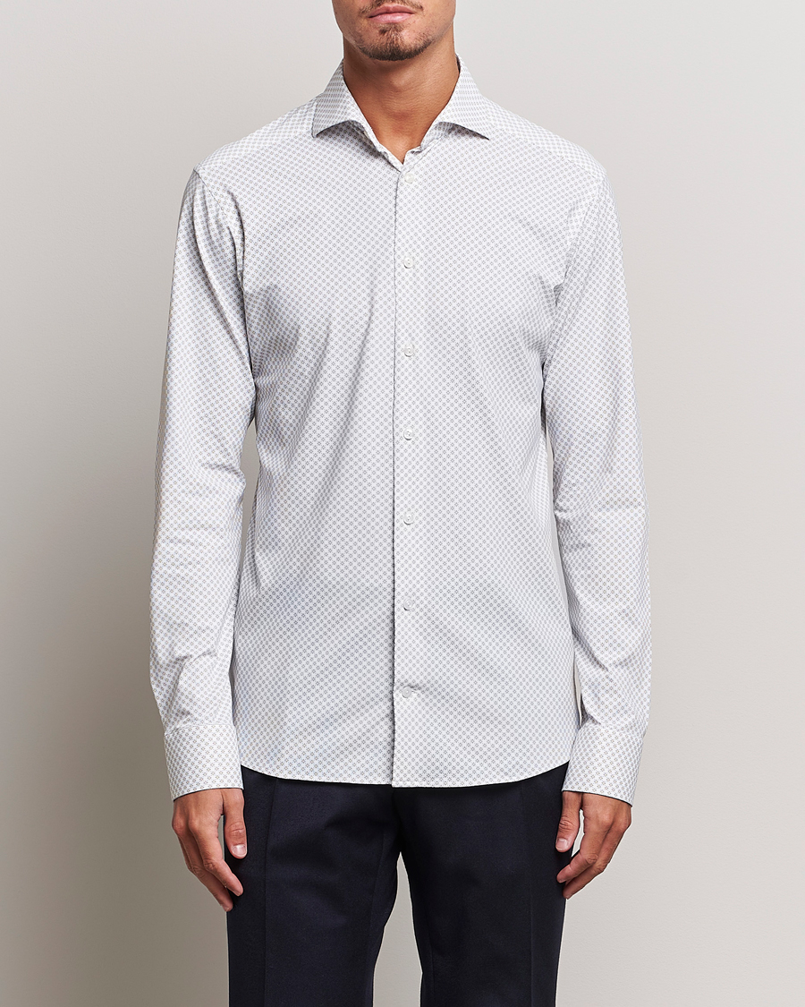 Homme | Chemises | Eton | Slim Fit Four Way Stretch Printed Shirt Beige