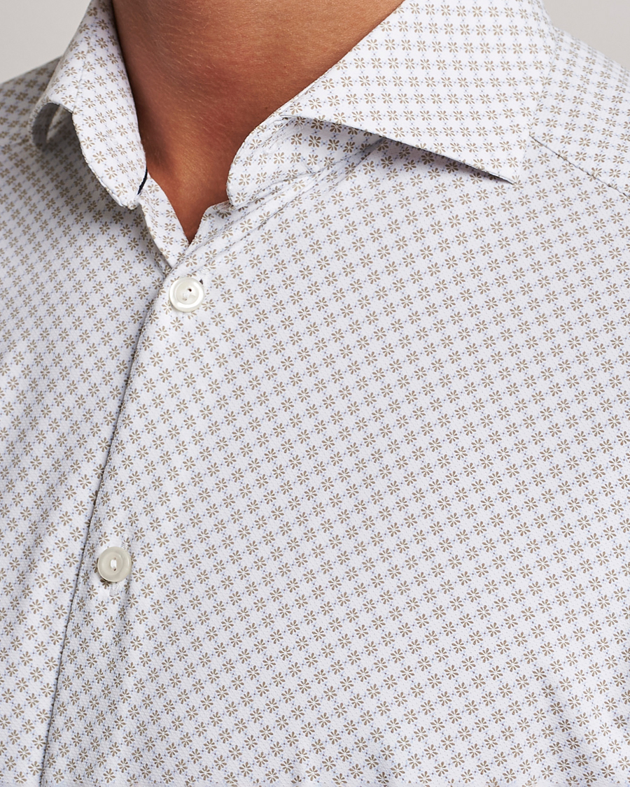 Homme | Chemises | Eton | Slim Fit Four Way Stretch Printed Shirt Beige