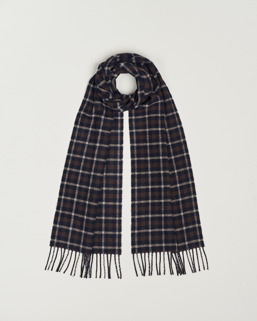 Homme | Eton Checked Wool Scarf Dark Brown | Eton | Checked Wool Scarf Dark Brown