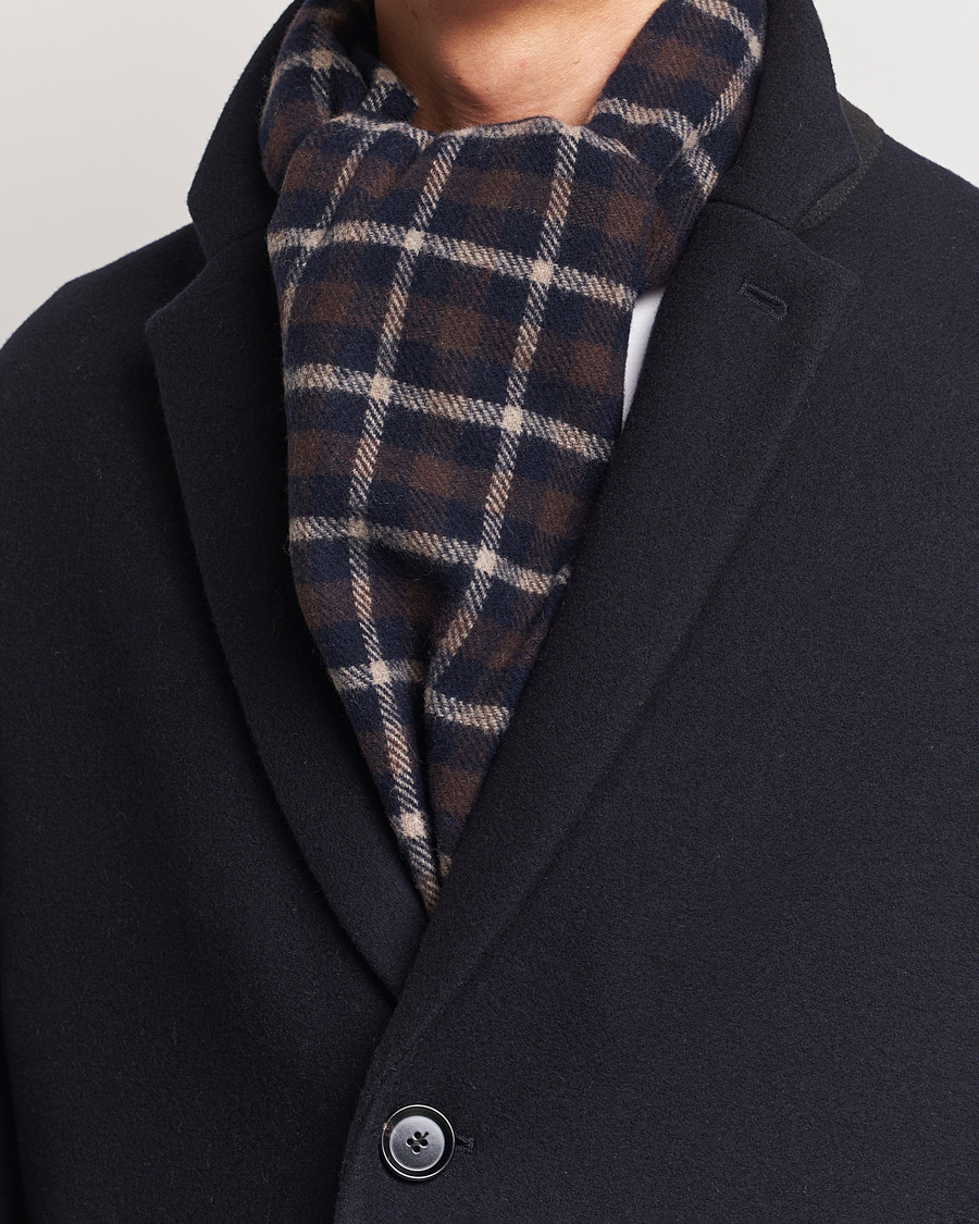 Homme | Eton Checked Wool Scarf Dark Brown | Eton | Checked Wool Scarf Dark Brown