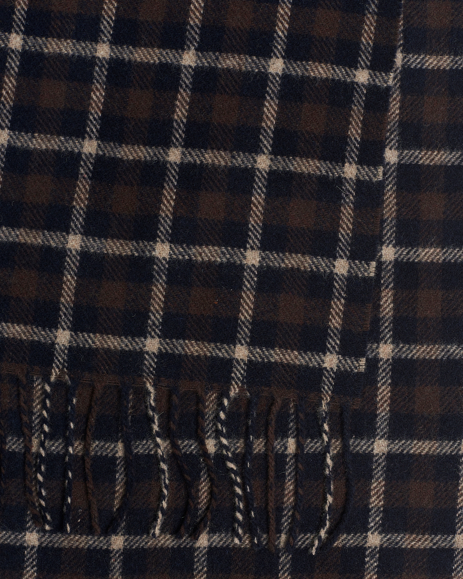 Homme | Eton Checked Wool Scarf Dark Brown | Eton | Checked Wool Scarf Dark Brown