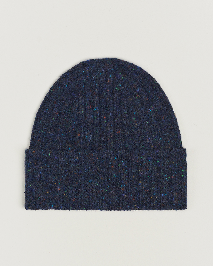 Homme | Eton Wool Blend Donegal Beanie Navy Blue | Eton | Wool Blend Donegal Beanie Navy Blue
