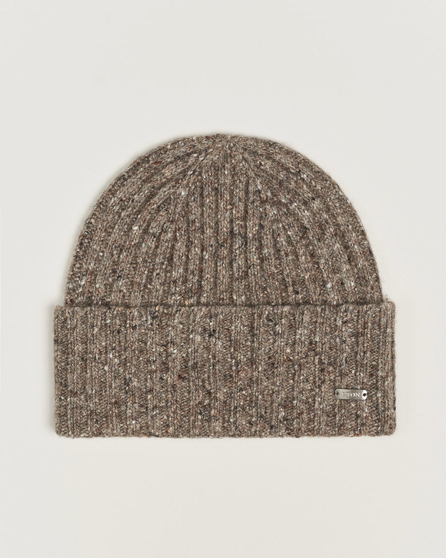 Heren | Eton Wool Blend Donegal Beanie Beige | Eton | Wool Blend Donegal Beanie Beige