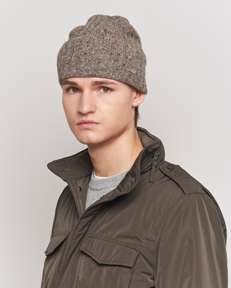Heren | Eton Wool Blend Donegal Beanie Beige | Eton | Wool Blend Donegal Beanie Beige