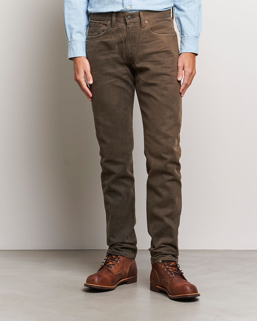 Homme | Jeans | RRL | Slim Fit 5-Pocket Denim Distressed Brown