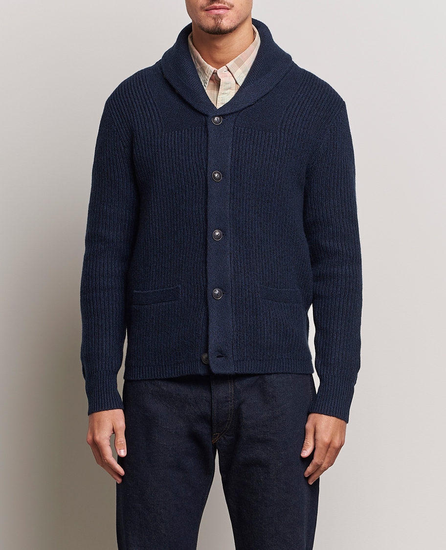 Homme | Pulls Et Tricots | RRL | Recycled Cashmere Shawl Cardigan Navy Heather