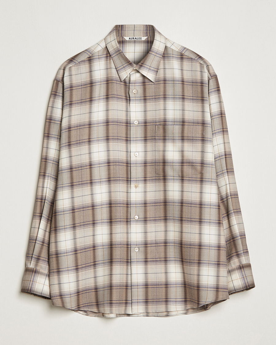 Homme | Chemises | Auralee | Super Light Wool Shirt Brown Check