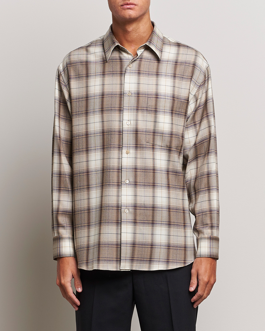 Homme | Chemises | Auralee | Super Light Wool Shirt Brown Check