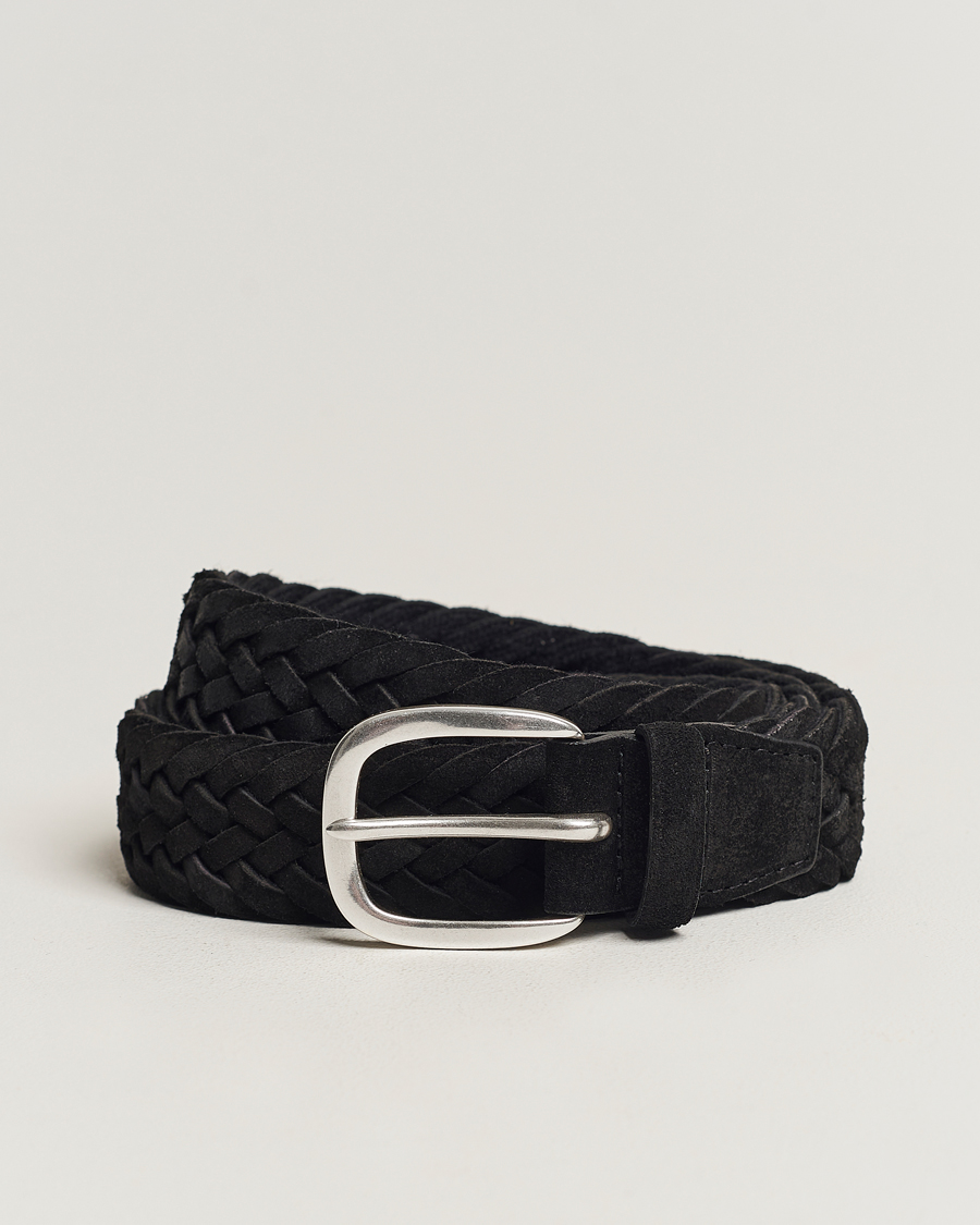 Homme | Orciani Braided Suede Belt 3,5 cm Black | Orciani | Braided Suede Belt 3,5 cm Black