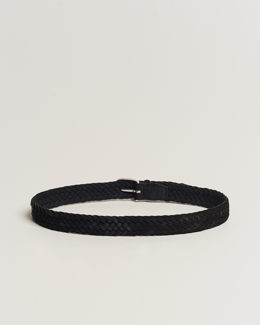 Homme | Orciani Braided Suede Belt 3,5 cm Black | Orciani | Braided Suede Belt 3,5 cm Black