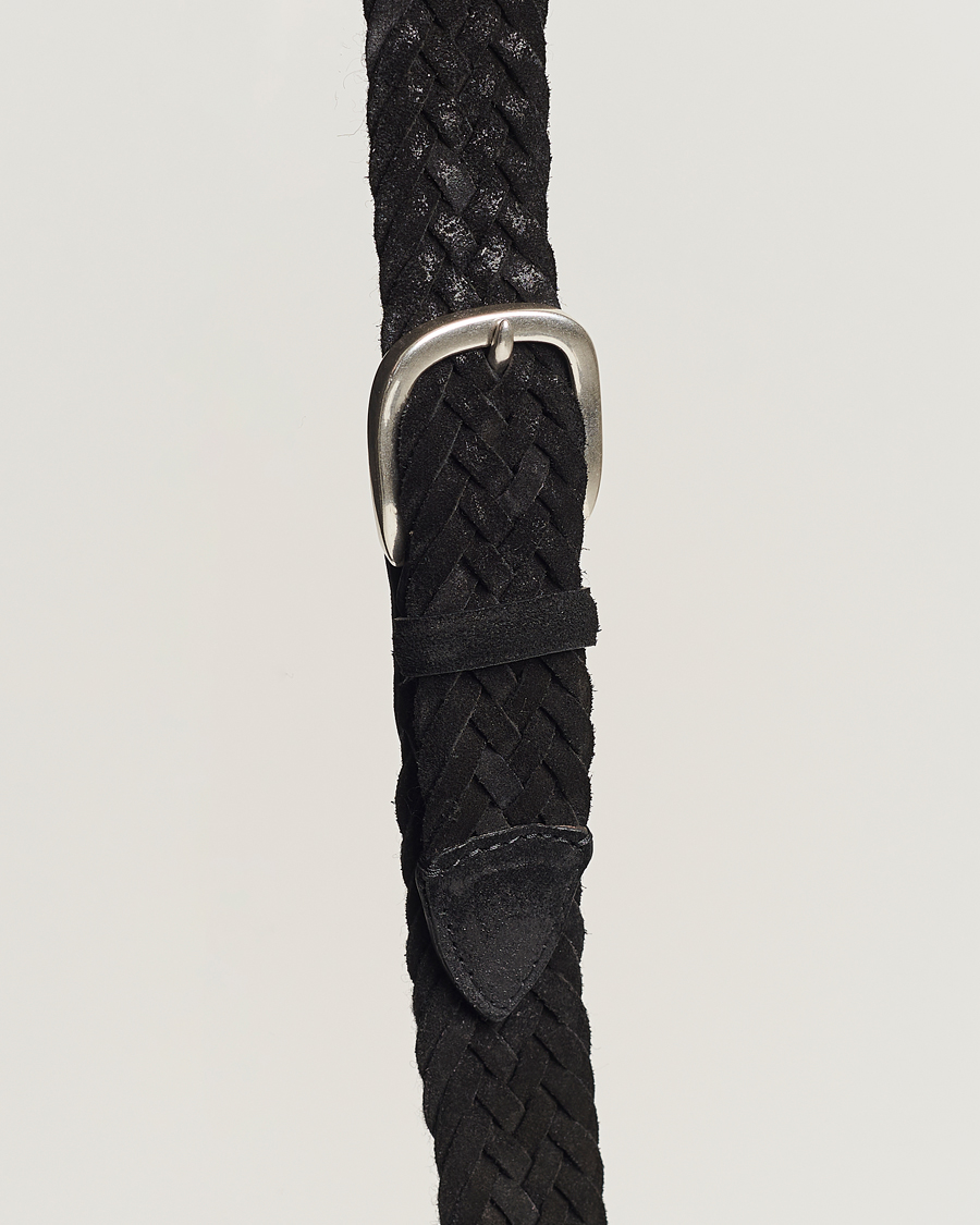 Homme | Orciani Braided Suede Belt 3,5 cm Black | Orciani | Braided Suede Belt 3,5 cm Black