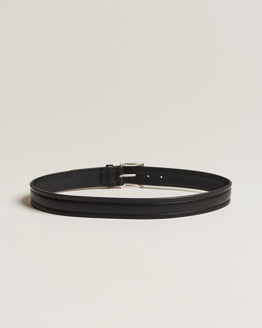 Heren | Orciani Vachetta Stitched Belt 3,5 cm Black | Orciani | Vachetta Stitched Belt 3,5 cm Black