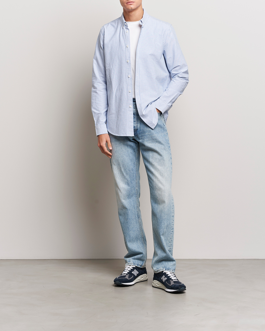 Homme | Chemises | Samsøe Samsøe | Liam Striped Button Down Shirt Blue/White