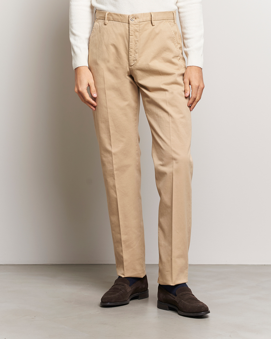 Homme | Pantalons | Incotex | Straight Fit Cotton Chinos Light Beige