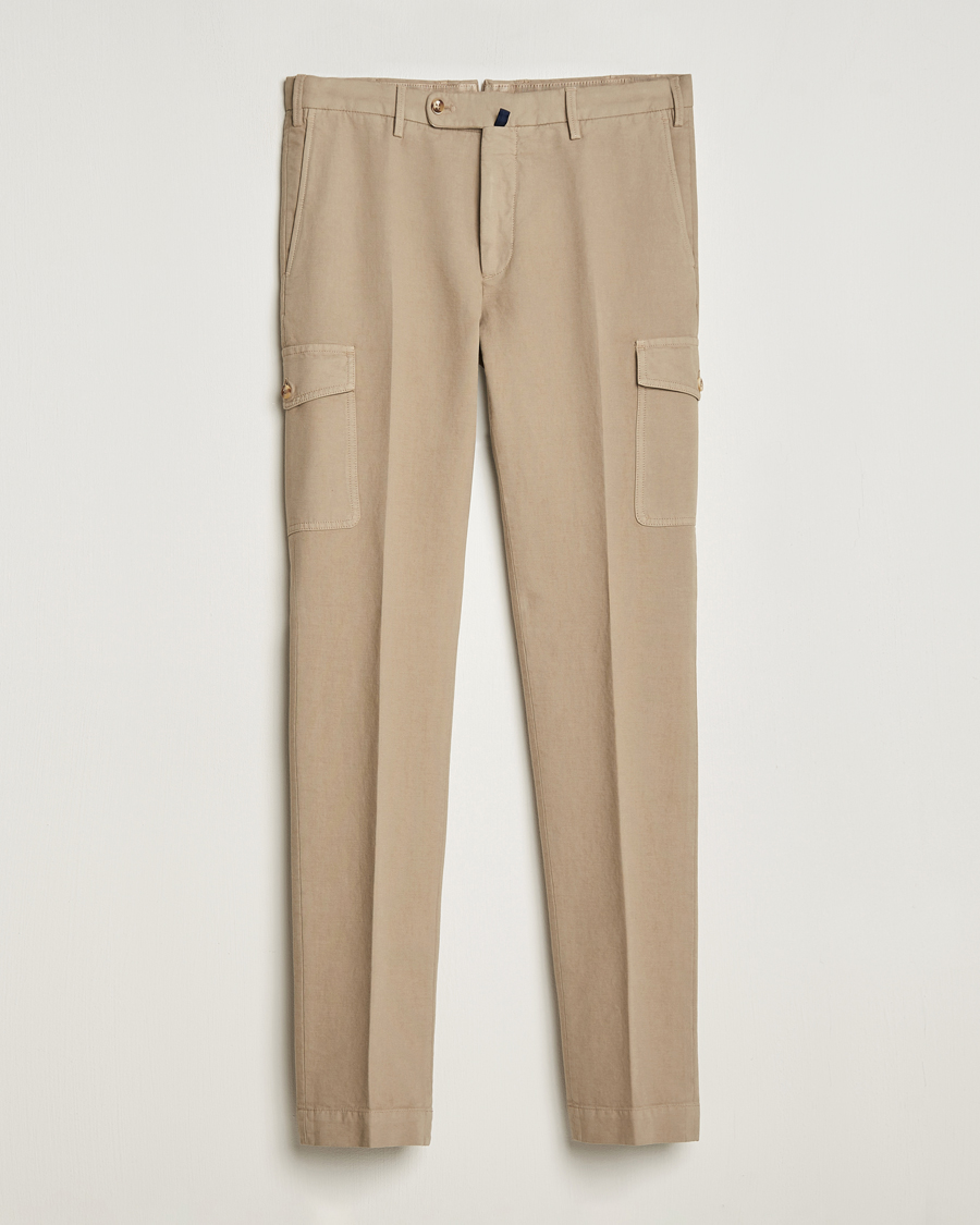 Homme | Pantalons | Incotex | Slim Fit Cotton Cargo Pocket Trousers Beige